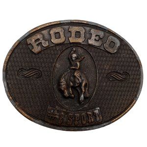 Rodeo Belt Buckle Americas Sport Vintage Bull Rider Cowboy Distressed